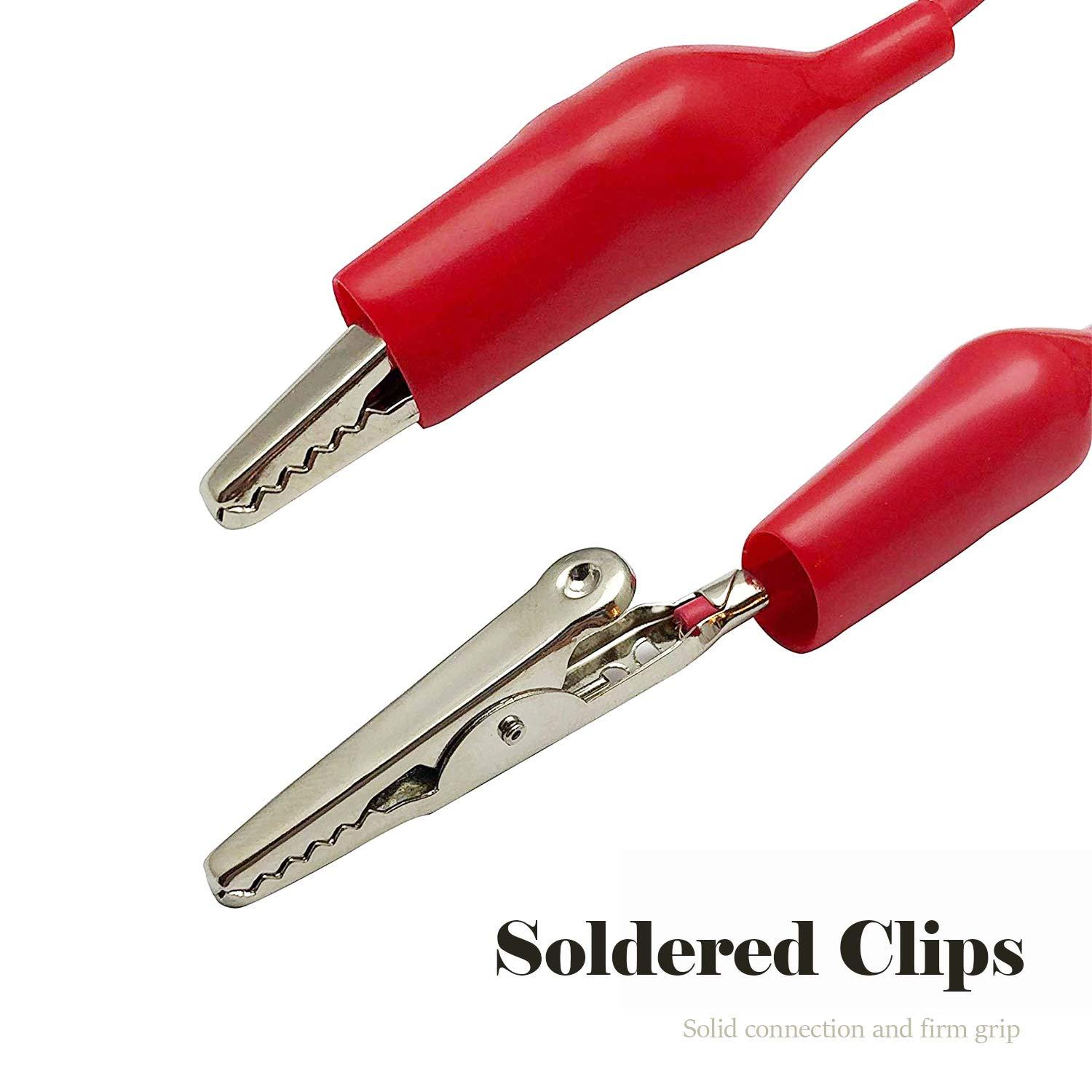 imageKAIWEETS 10PCS Electrical Alligator Clips with Wires Test Leads Sets Soldered and Stamping Jumper Wires for Circuit ConnectionExperiment 21 inches 5 Colors 10 PCS