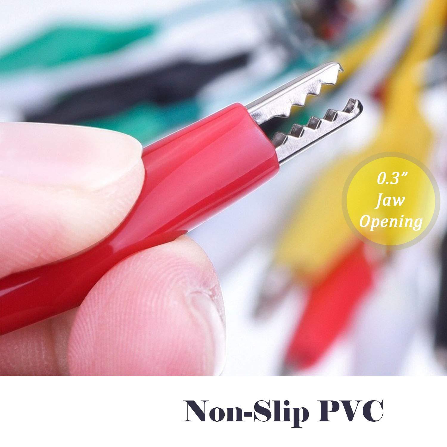 imageKAIWEETS 10PCS Electrical Alligator Clips with Wires Test Leads Sets Soldered and Stamping Jumper Wires for Circuit ConnectionExperiment 21 inches 5 Colors 10 PCS