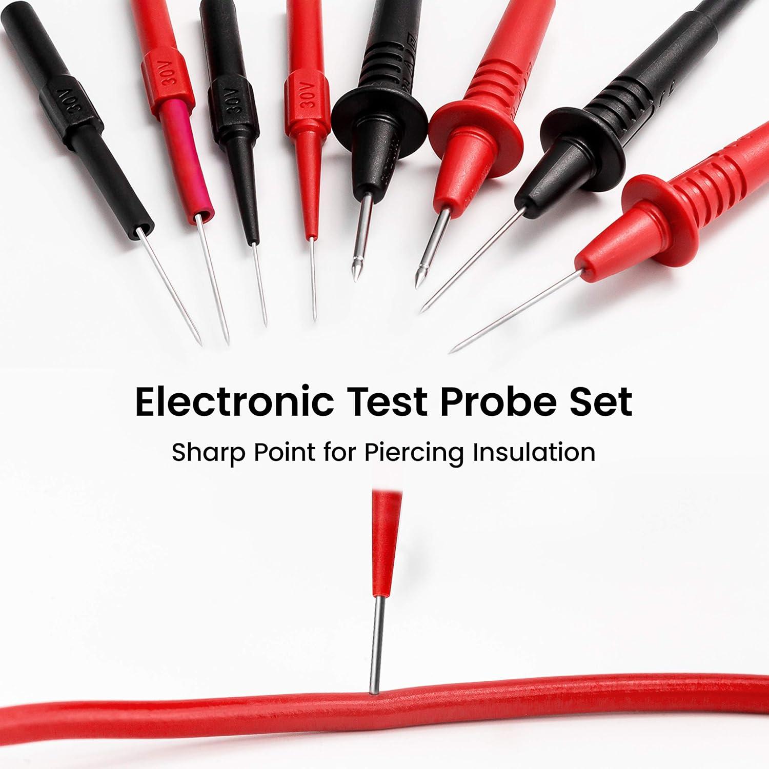 imageKAIWEETS 23PCS Multimeter Test Leads Kit with Replaceable Precision Probes Set and Alligator Clips Test Probes Test Hook Flexible Wires Professional Kit General Use for Digital Electrical Testing