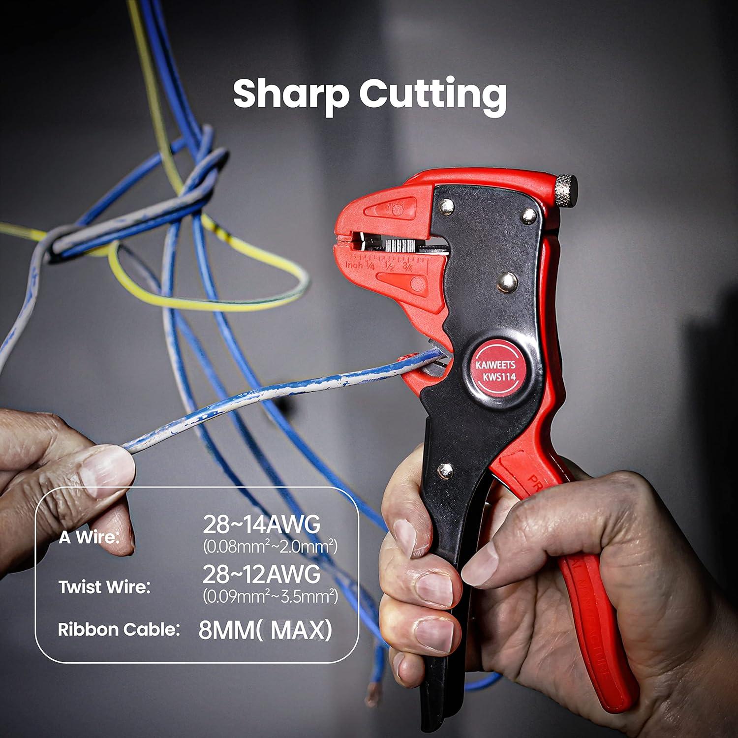 imageKAIWEETS Automatic Wire Stripper and Cutter 2 in 1 Wire Stripper Tool Adjustable 1024 AWG Electrical Cable Wire Stripping Tool for Electronic and Automotive Repair
