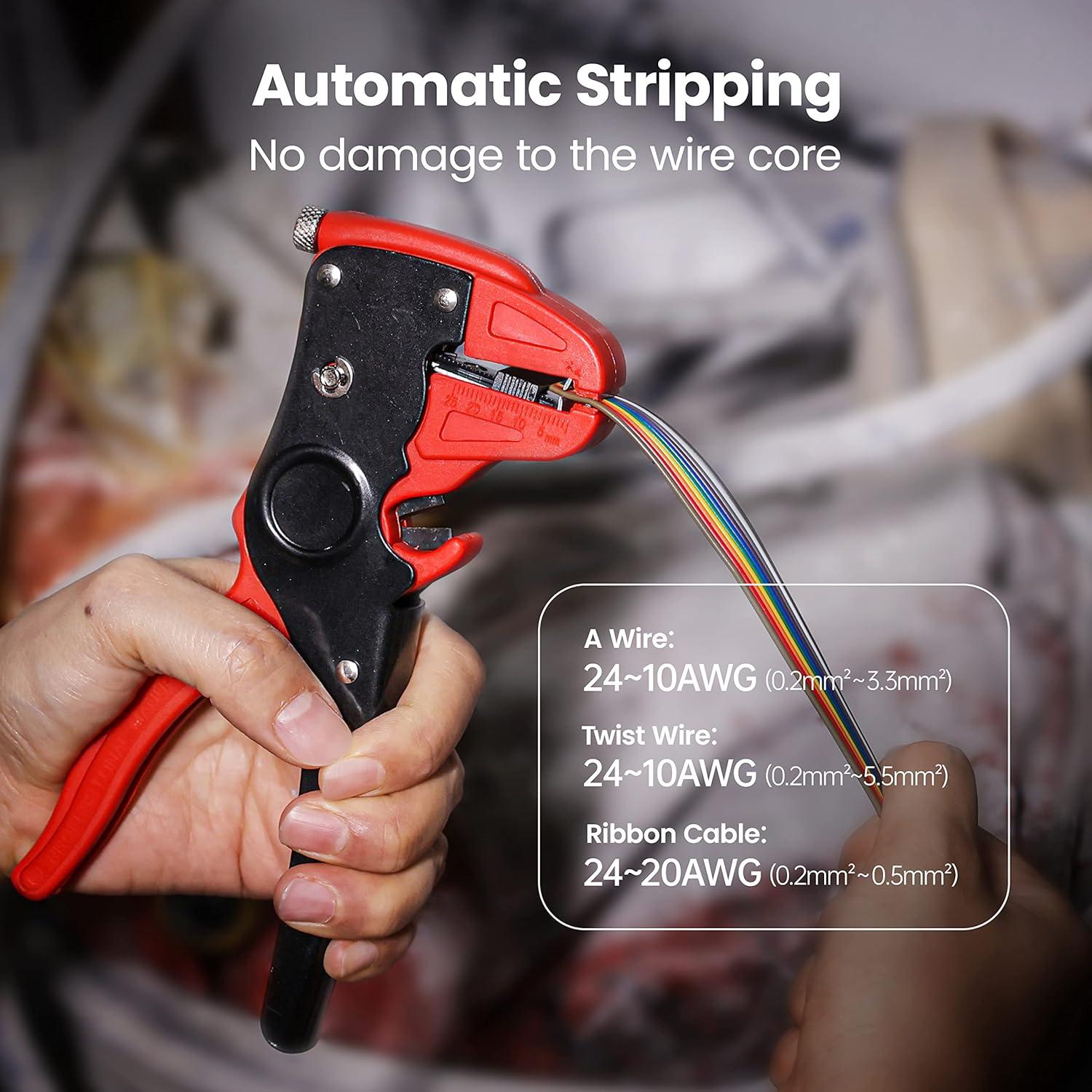 imageKAIWEETS Automatic Wire Stripper and Cutter 2 in 1 Wire Stripper Tool Adjustable 1024 AWG Electrical Cable Wire Stripping Tool for Electronic and Automotive Repair
