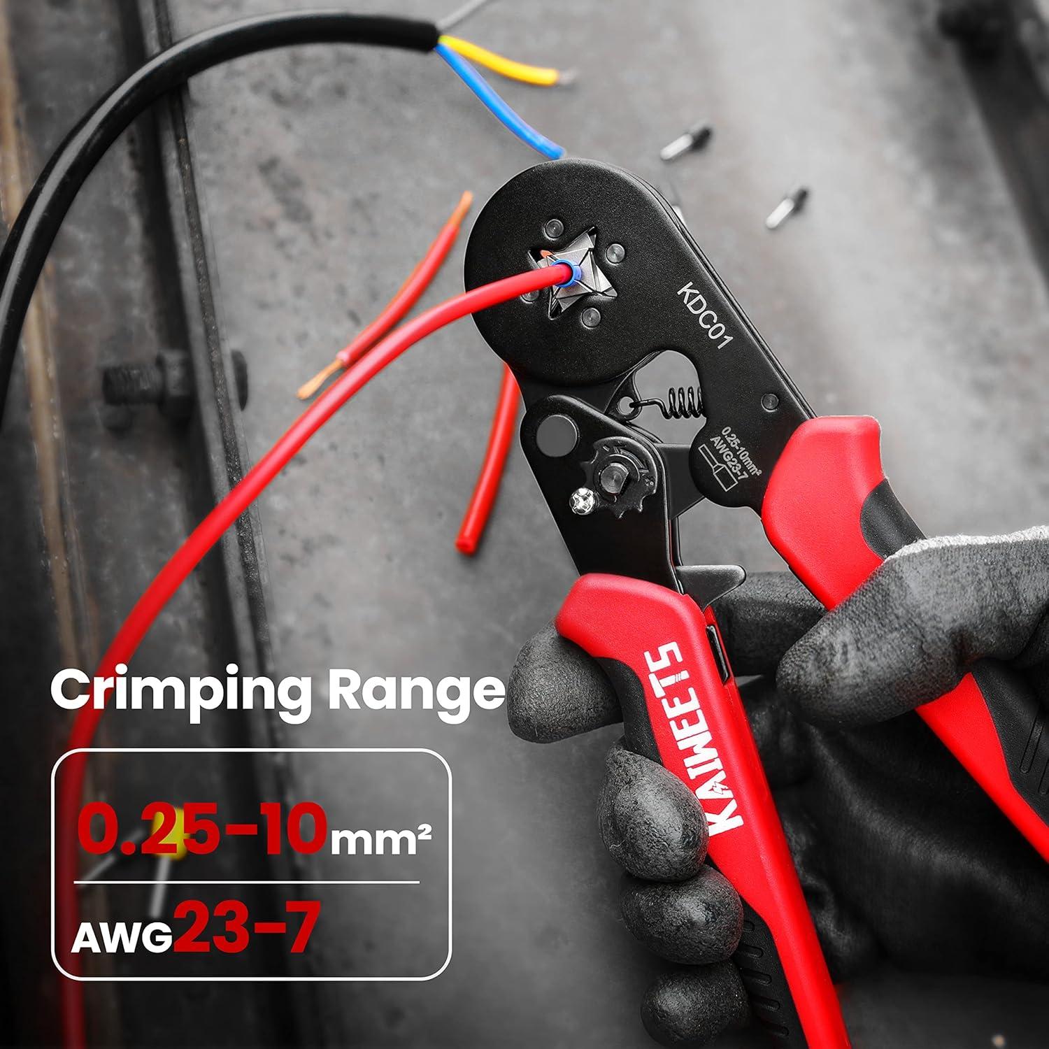 imageKAIWEETS Ferrule Crimping Tool Kit AWG 237 Selfadjustable Wire Ferrule Crimper Plier Set with 1200pcs Wire Terminals Crimping Connectors Wire Ends Ferrules