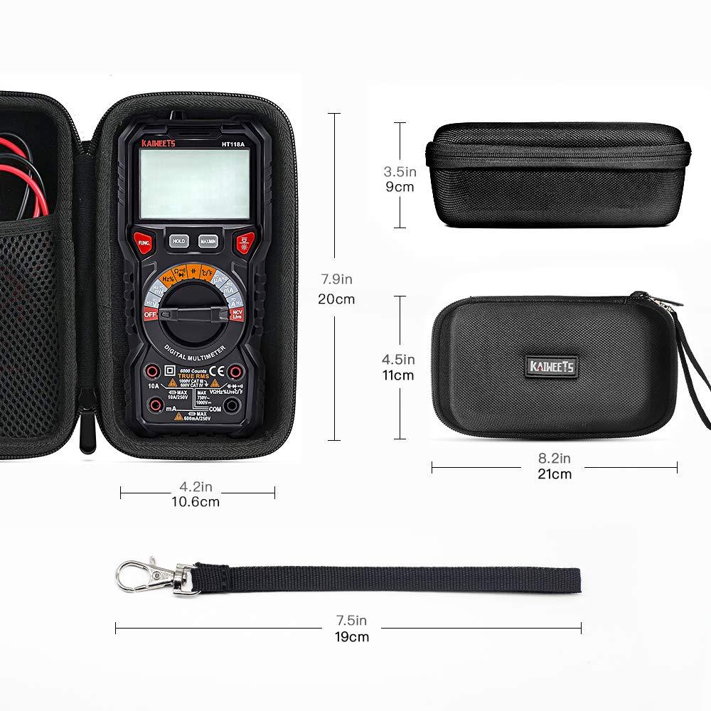 imageKAIWEETS HT118AHT118E Multimeter Case Protective Hard Storage Bag Replacement with Mesh Pocket for Digital Multi Meter TRMS 600020000 Counts Volt Meter Auto Ranging Case Only No Multimeter