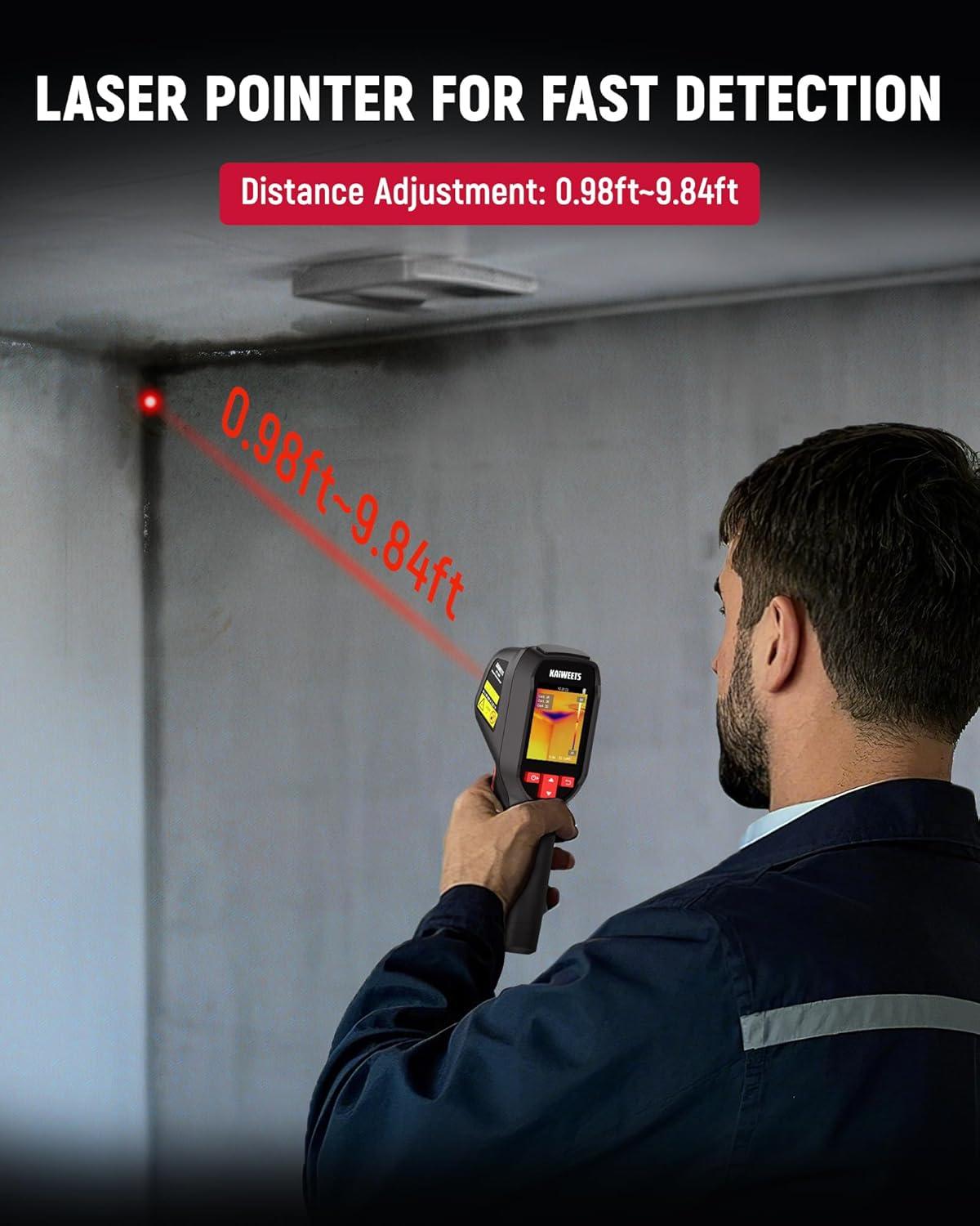 imageKAIWEETS KTI200 Thermal Camera 240x240 High IR Resolution Thermal Imaging Camera with Laser Pointer 4F to 1022F Infrared Imager 25Hz Refresh Rate 15 Color Palettes 8H Run Time 50FOV IP54