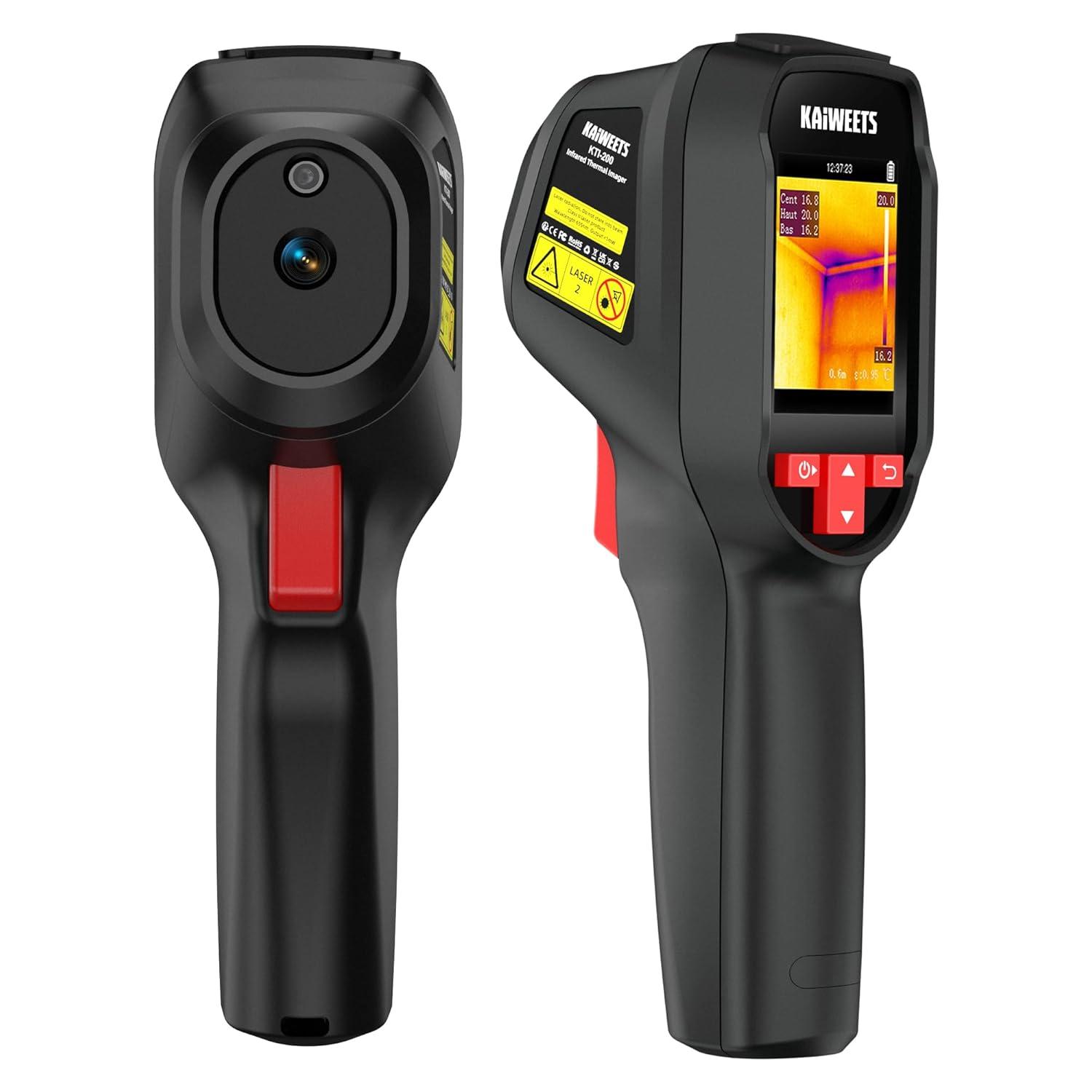 imageKAIWEETS KTI200 Thermal Camera 240x240 High IR Resolution Thermal Imaging Camera with Laser Pointer 4F to 1022F Infrared Imager 25Hz Refresh Rate 15 Color Palettes 8H Run Time 50FOV IP54