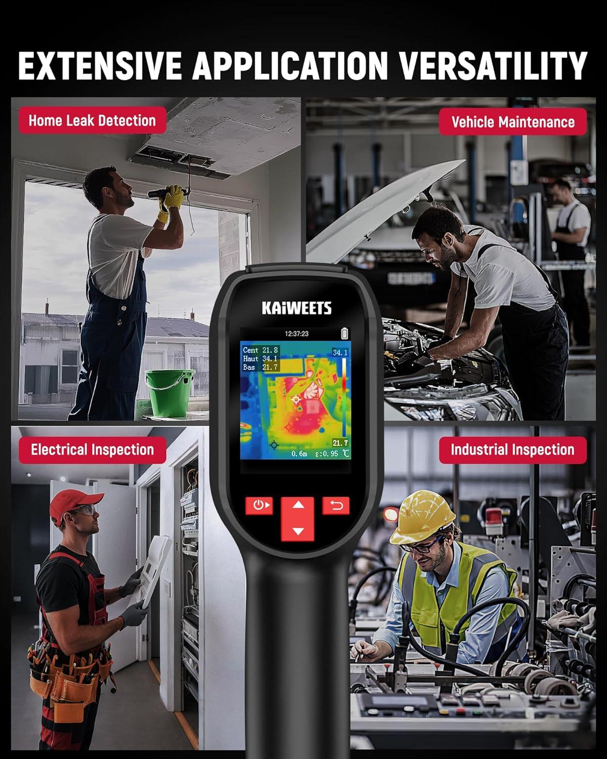 imageKAIWEETS KTI200 Thermal Camera 240x240 High IR Resolution Thermal Imaging Camera with Laser Pointer 4F to 1022F Infrared Imager 25Hz Refresh Rate 15 Color Palettes 8H Run Time 50FOV IP54