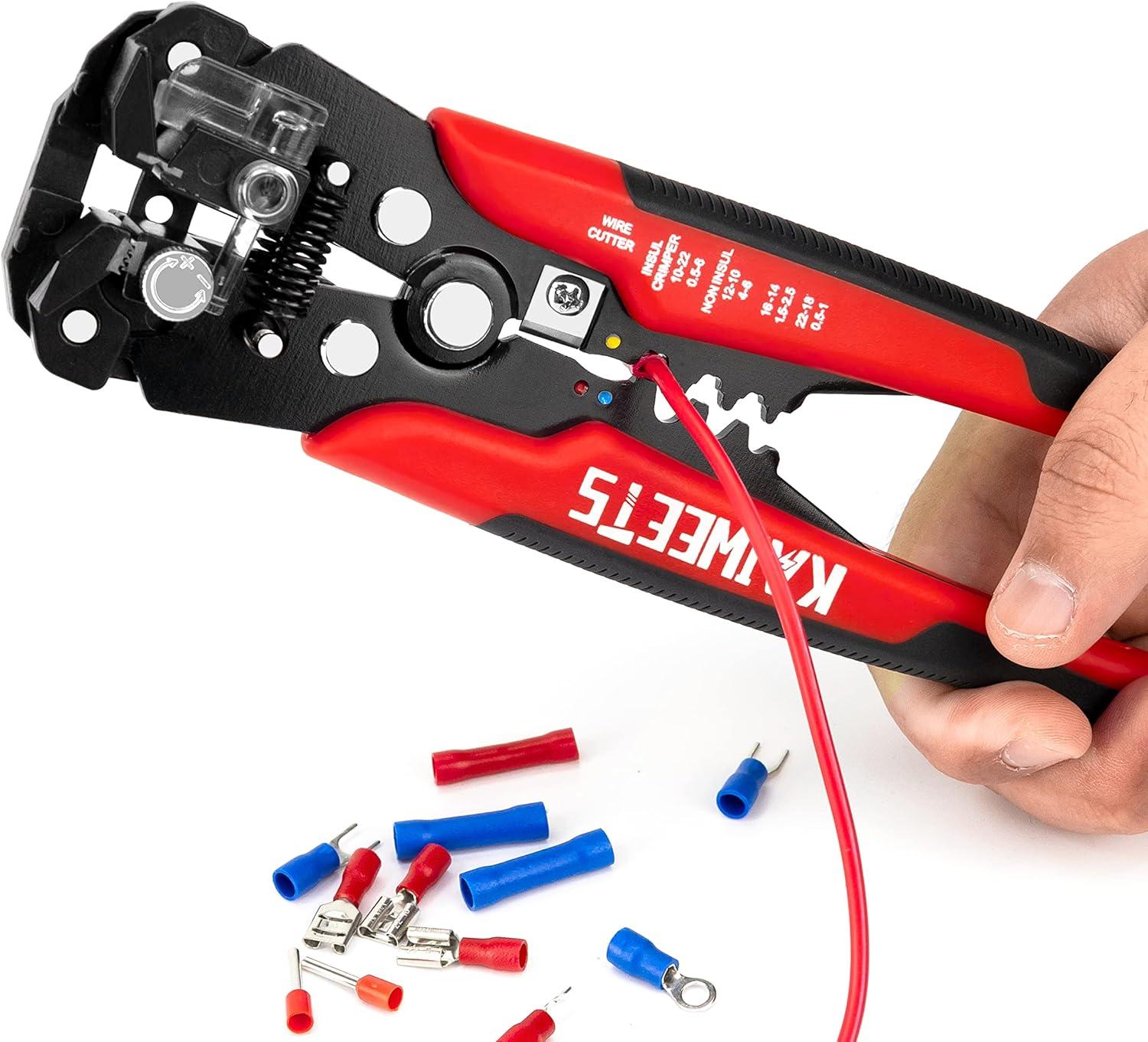 imageKAIWEETS Self Adjusting Wire Stripper  3 in 1 Heavy Duty Automatic Wire Stripping Tool  1024 AWG Wire Cutter for Electrical Cable Cutting Crimping ToolKWS302