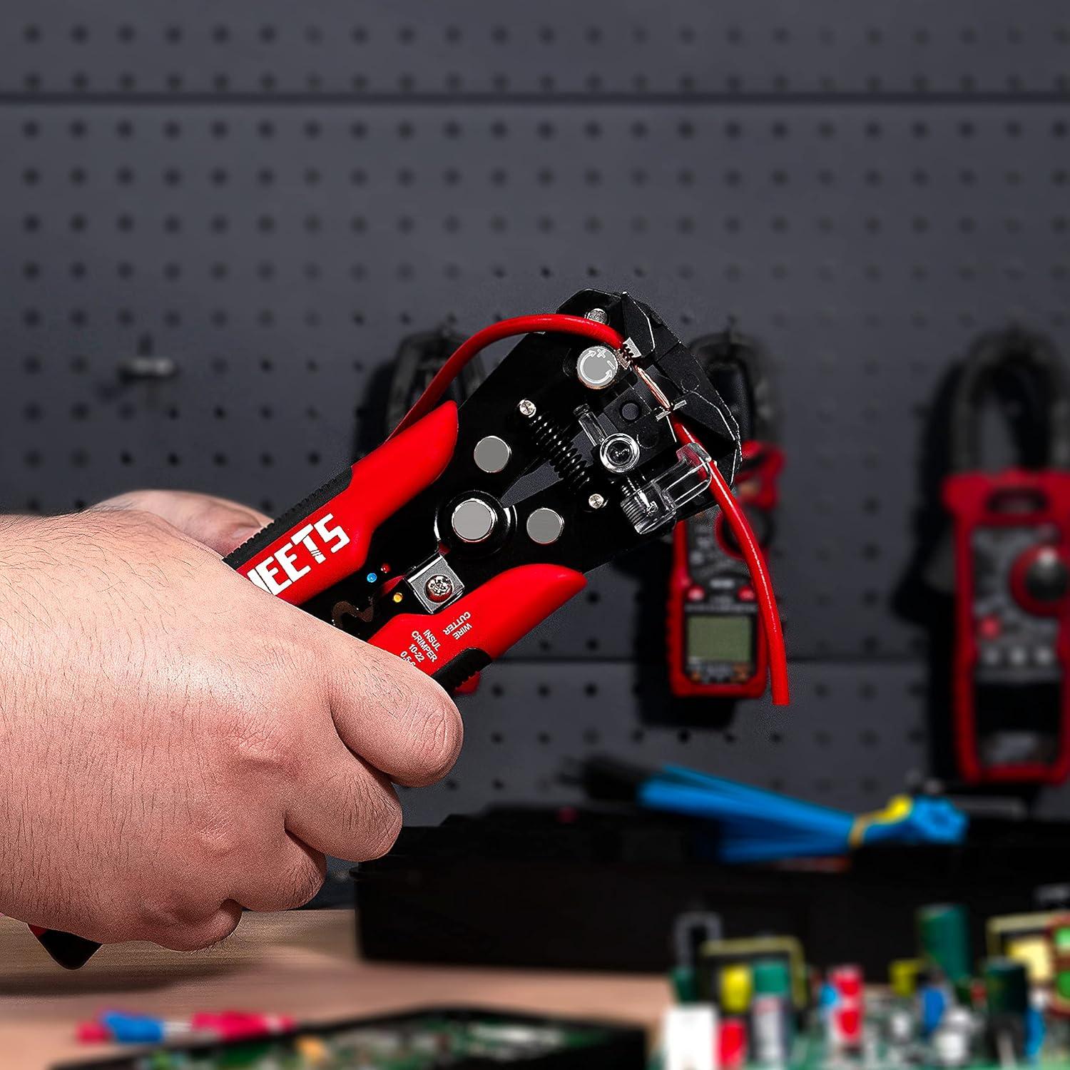 imageKAIWEETS Self Adjusting Wire Stripper  3 in 1 Heavy Duty Automatic Wire Stripping Tool  1024 AWG Wire Cutter for Electrical Cable Cutting Crimping ToolKWS302