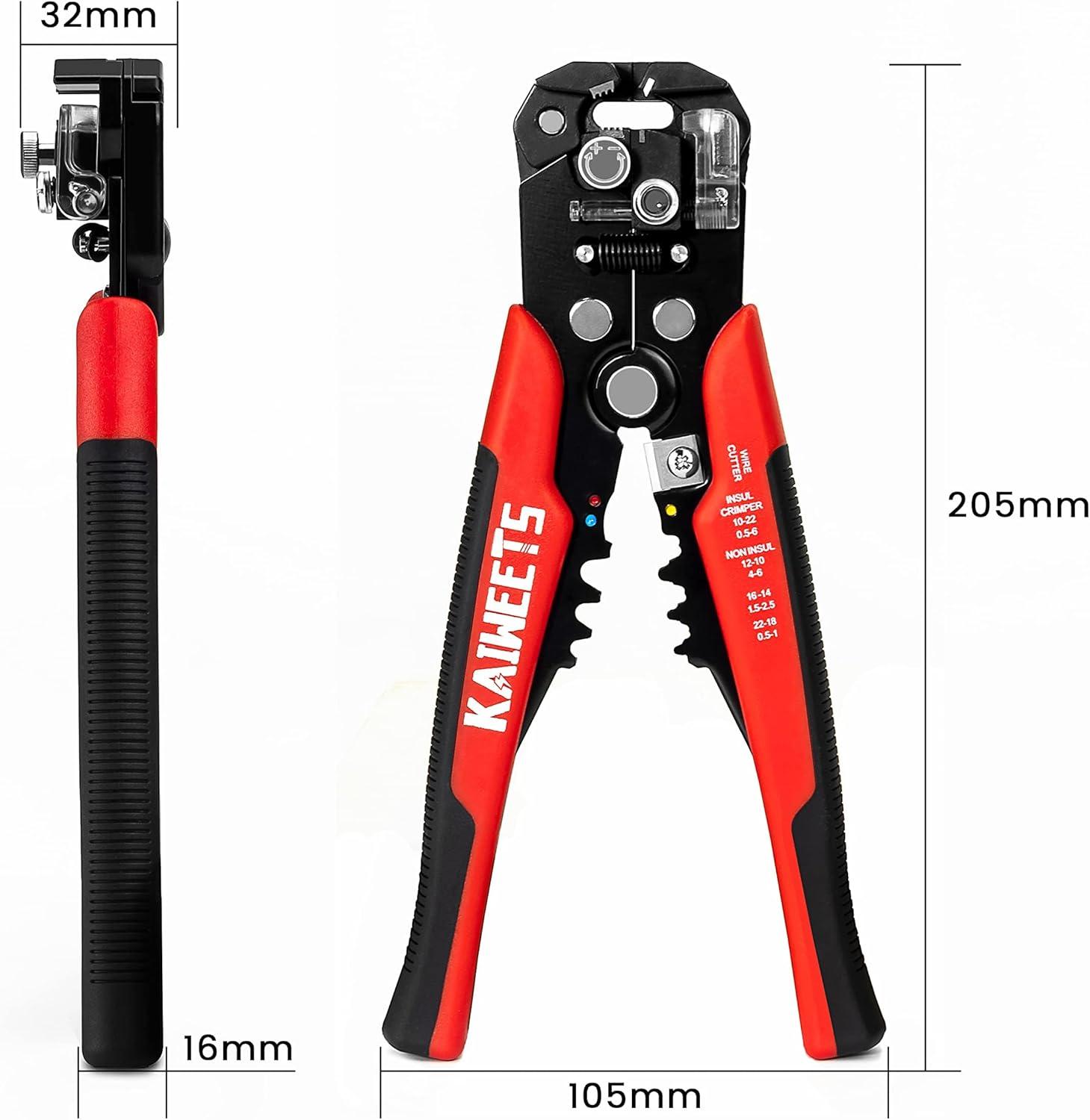 imageKAIWEETS Self Adjusting Wire Stripper  3 in 1 Heavy Duty Automatic Wire Stripping Tool  1024 AWG Wire Cutter for Electrical Cable Cutting Crimping ToolKWS103