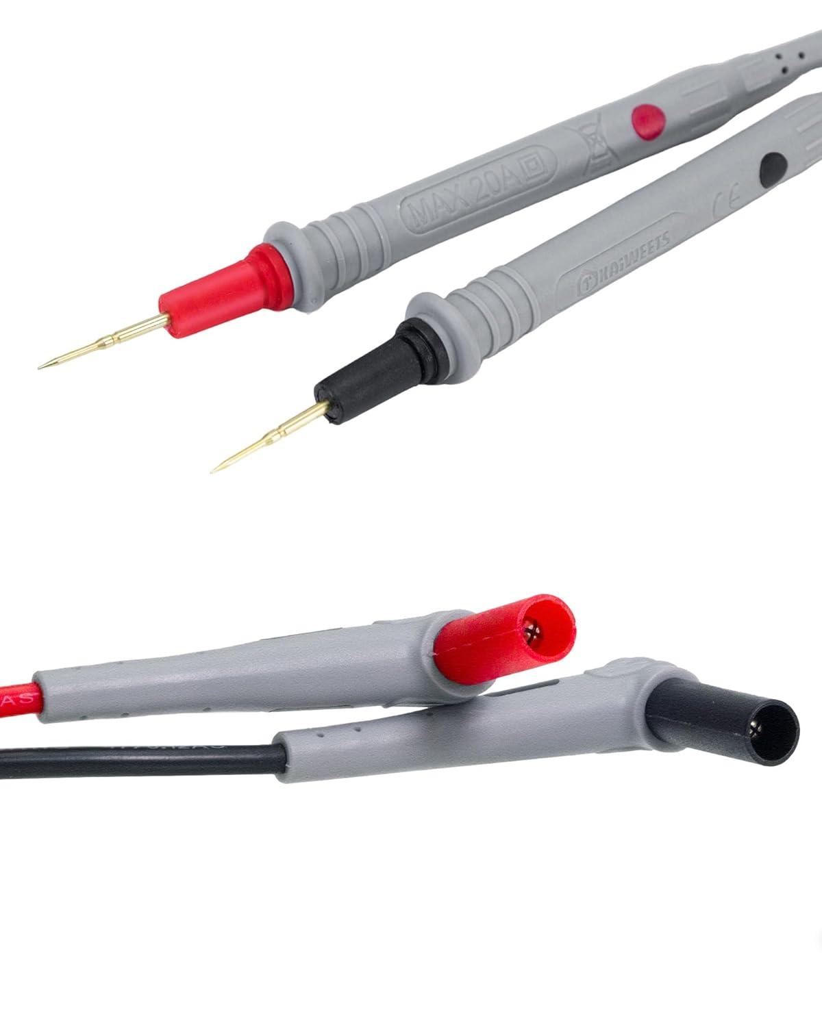 imageKAIWEETS Silicone Multimeter Test Leads with GoldPlated Probes 48 inch Long CAT III 1000V CAT IV 600V 20A Compatible with Volt Clamp Meter Electrical Testing Tools