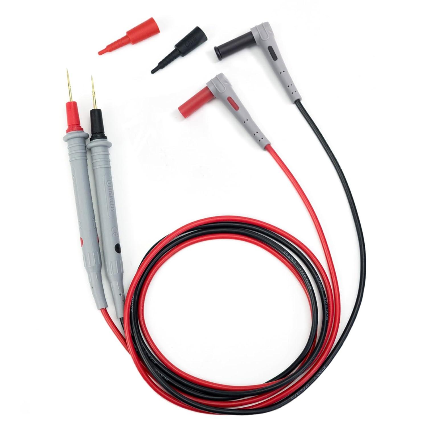 imageKAIWEETS Silicone Multimeter Test Leads with GoldPlated Probes 48 inch Long CAT III 1000V CAT IV 600V 20A Compatible with Volt Clamp Meter Electrical Testing Tools