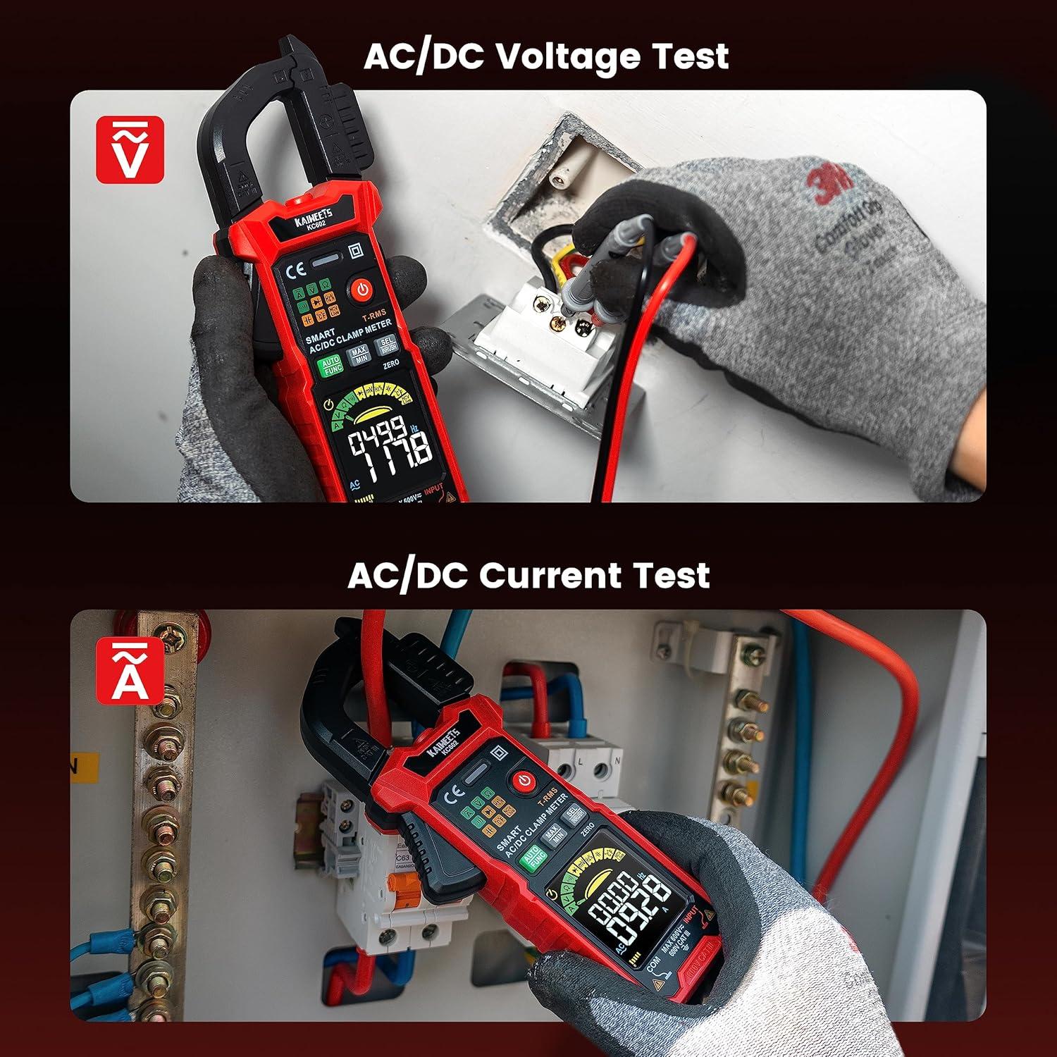 KAIWEETS Smart Digital Clamp Meter with D-Shaped Jaws, Clamp Multimeter ...