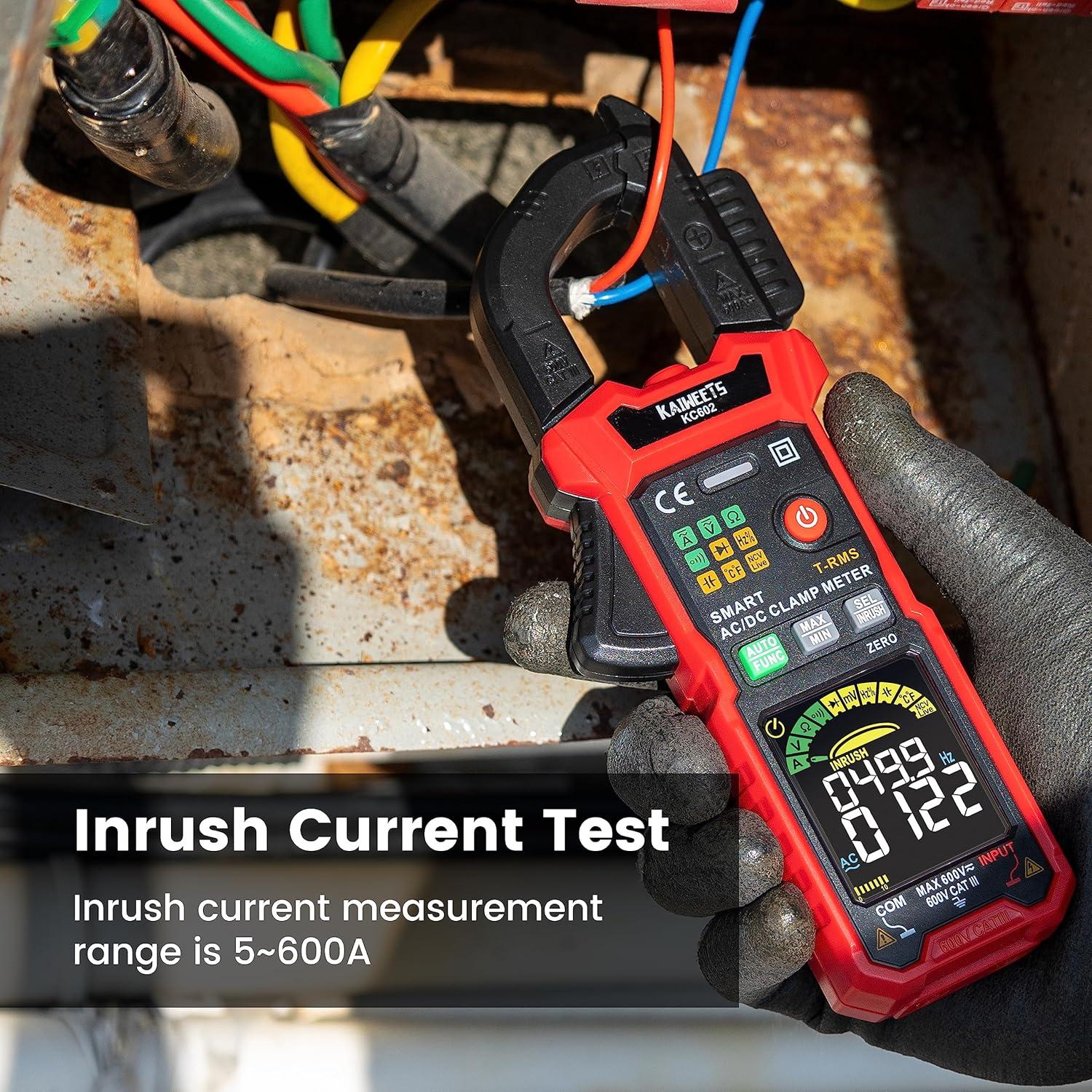 KAIWEETS Smart Digital Clamp Meter with D-Shaped Jaws, Clamp Multimeter ...