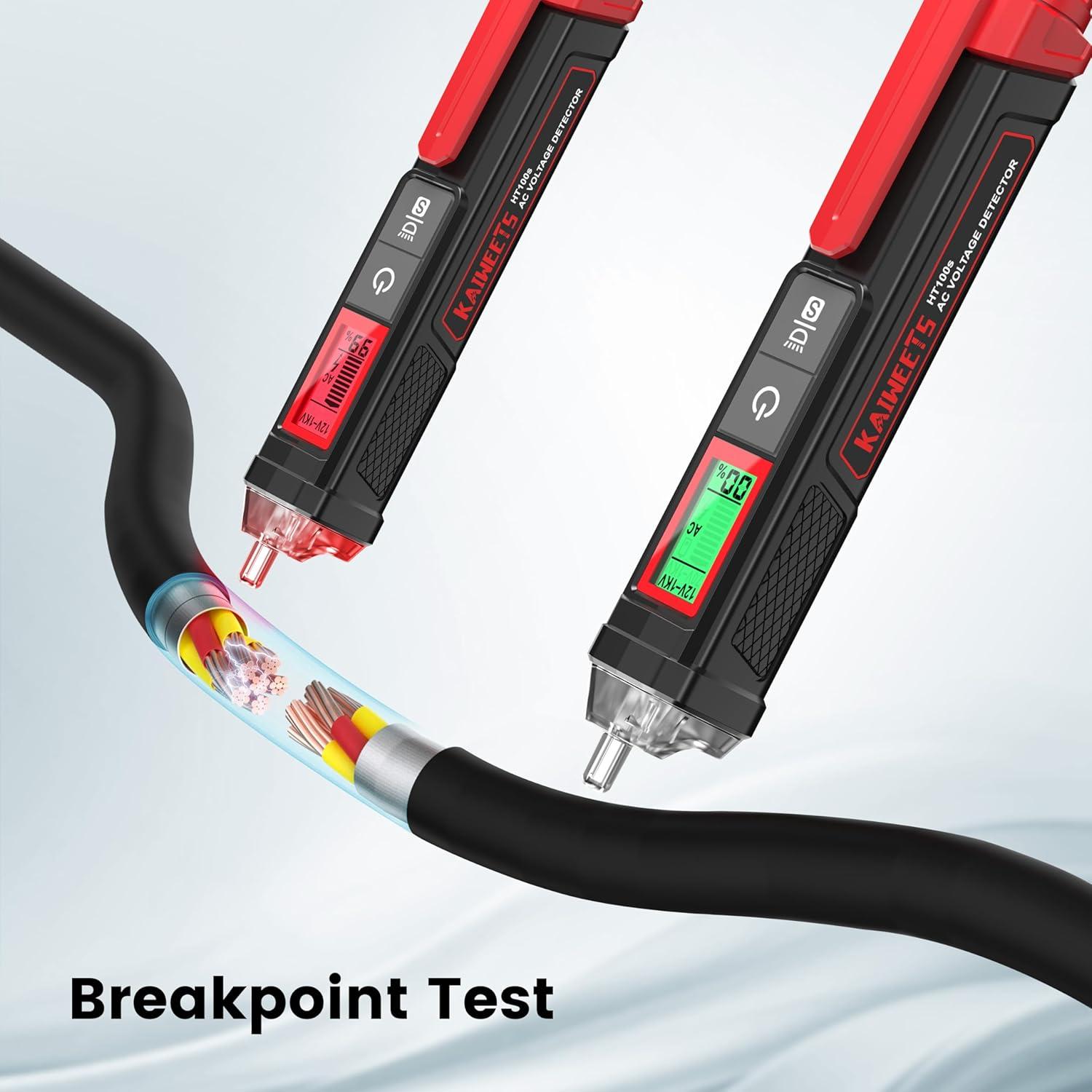 imageKAIWEETS Voltage TesterNonContact Voltage Tester with Signal Percentage Dual Range AC 12V70V1000V LiveNull Wire Tester Electrical Tester with LCD Display Buzzer Alarm Wire Breakpoint FinderRed