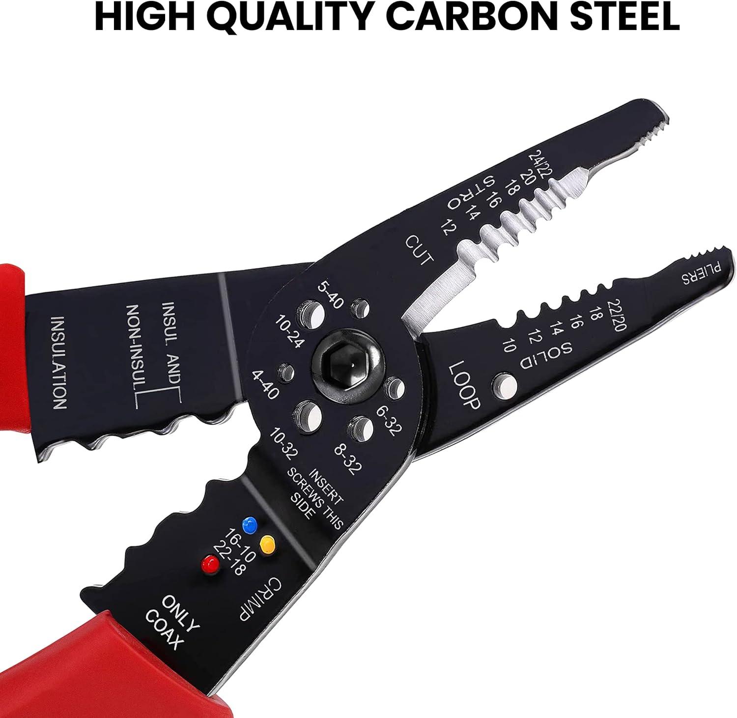 imageKAIWEETS Wire Stripper 1022 AWG Wire Splicer Cable Stripper Multipurpose Wire Stripping Tool Electrical Wire Pliers with Screw Cutter
