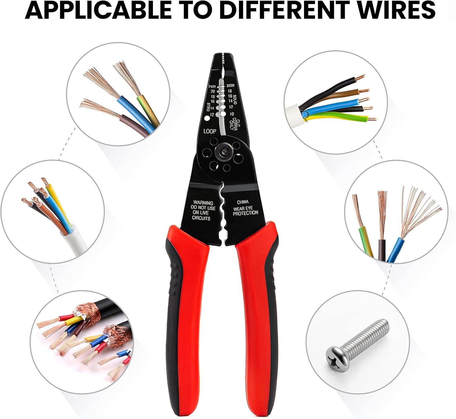 imageKAIWEETS Wire Stripper 1022 AWG Wire Splicer Cable Stripper Multipurpose Wire Stripping Tool Electrical Wire Pliers with Screw Cutter