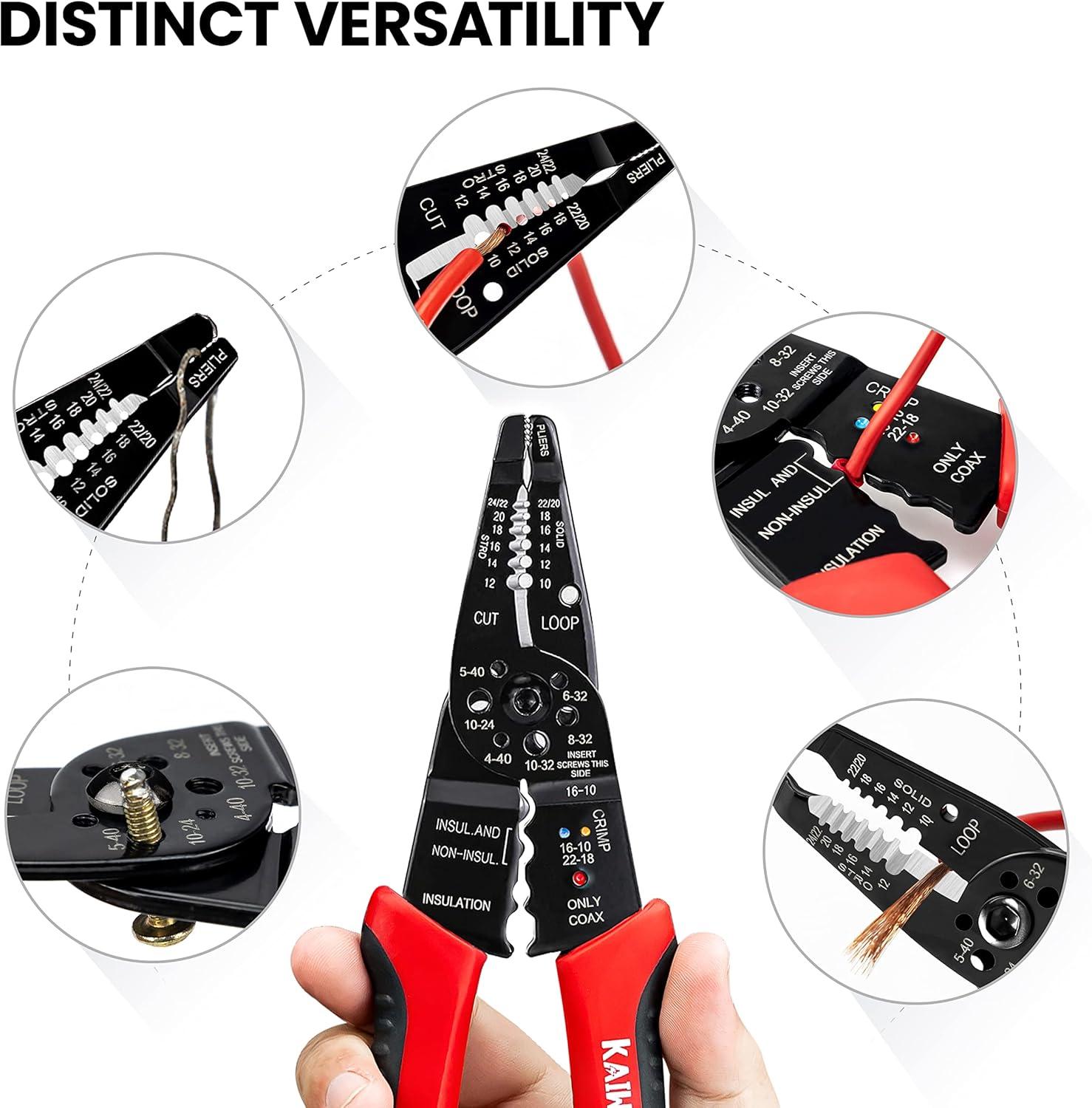 imageKAIWEETS Wire Stripper Brothers Self Adjusting Wire stripping tool paired with 5 in 1 multifunction wire strippers