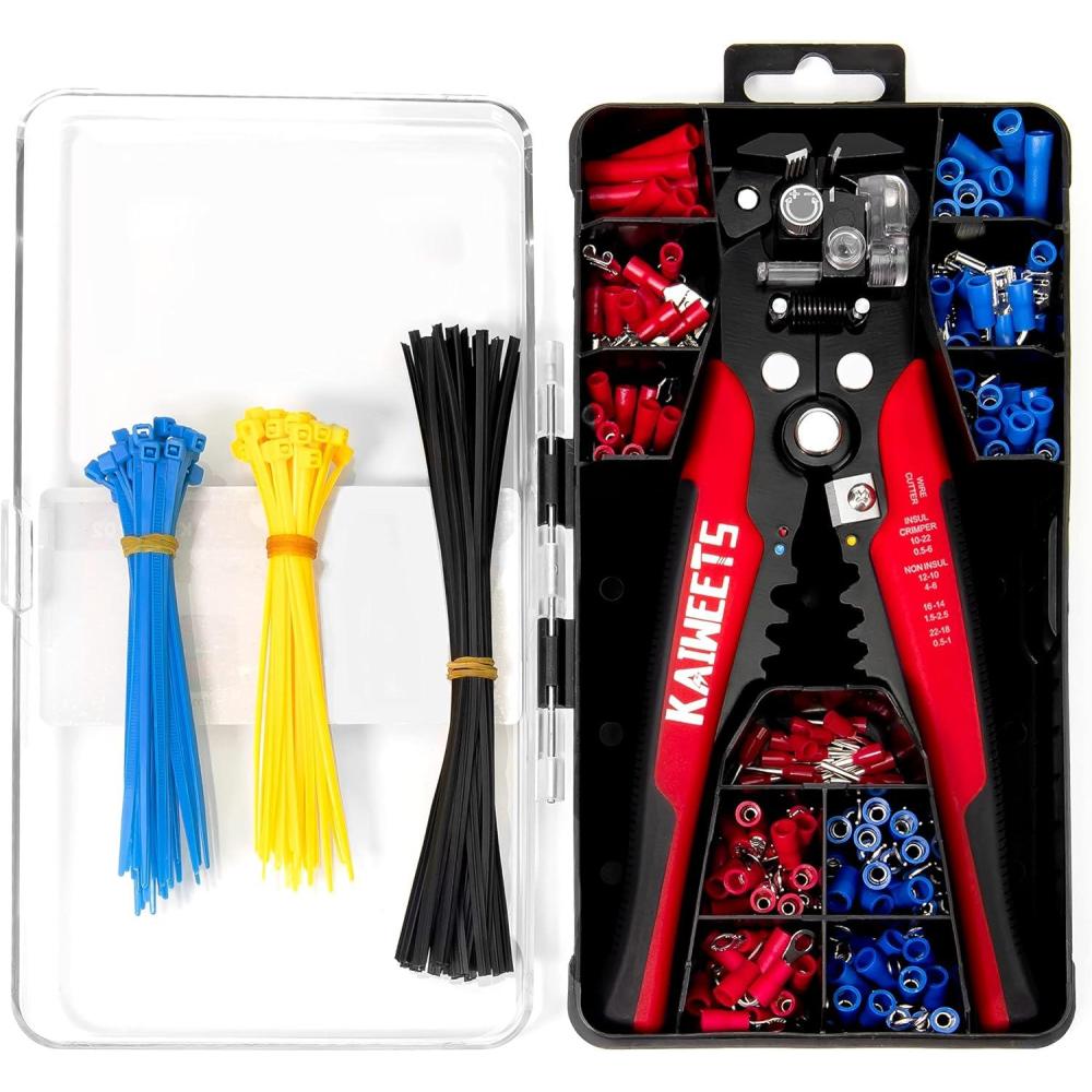 imageKAIWEETS Self Adjusting Wire Stripper  3 in 1 Heavy Duty Automatic Wire Stripping Tool  1024 AWG Wire Cutter for Electrical Cable Cutting Crimping ToolKWS302