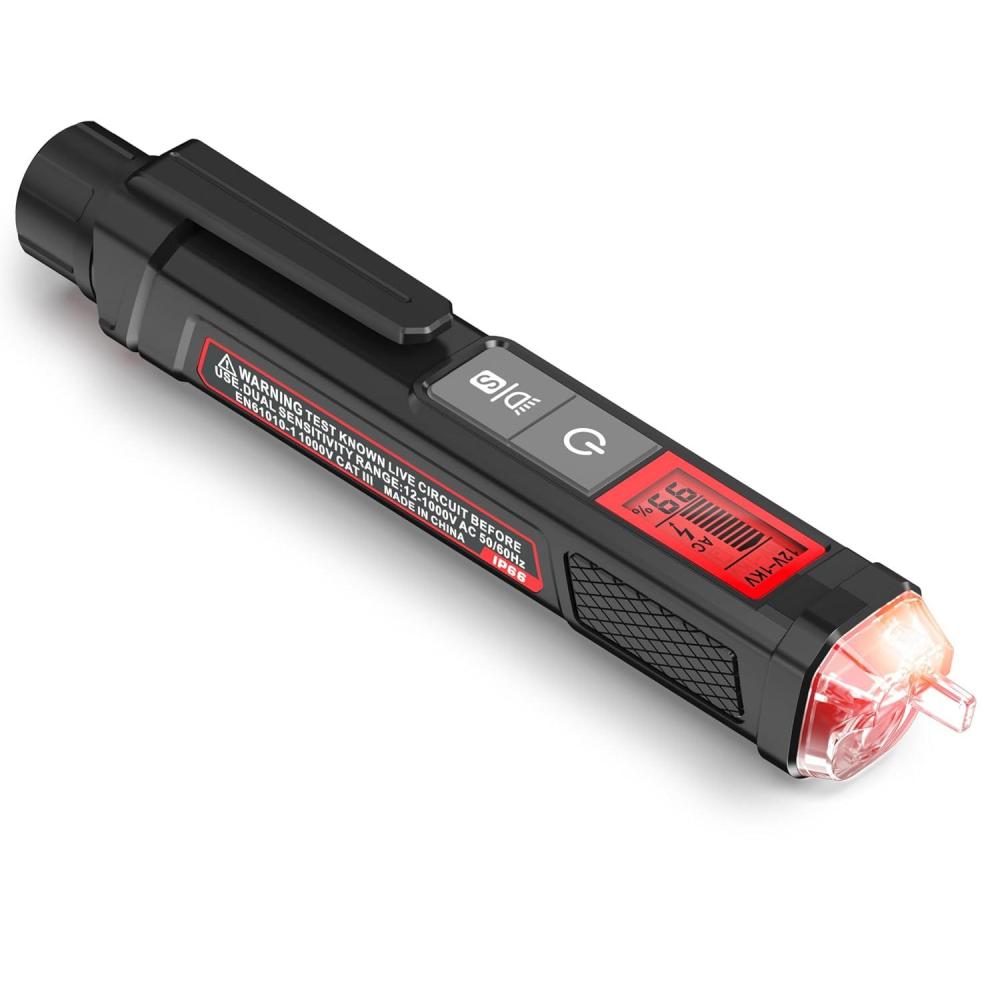 imageKAIWEETS Voltage TesterNonContact Voltage Tester with Signal Percentage Dual Range AC 12V70V1000V LiveNull Wire Tester Electrical Tester with LCD Display Buzzer Alarm Wire Breakpoint FinderBlack
