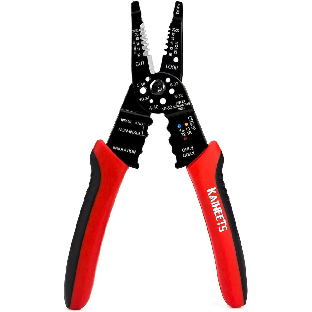 imageKAIWEETS Wire Stripper 1022 AWG Wire Splicer Cable Stripper Multipurpose Wire Stripping Tool Electrical Wire Pliers with Screw Cutter