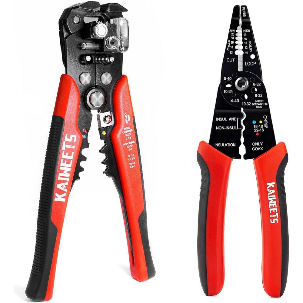 imageKAIWEETS Wire Stripper Brothers Self Adjusting Wire stripping tool paired with 5 in 1 multifunction wire strippers