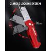 imageKAIWEETS Utility Knife Scraper 2in1 Folding Box Cutter with Blade Storage Heavy Duty Zinc Alloy Body Retractable Design 12pcs SK2 Black Blades replacement EDC Tool for Home Office DIY Red