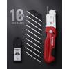 imageKAIWEETS Utility Knife Scraper 2in1 Folding Box Cutter with Blade Storage Heavy Duty Zinc Alloy Body Retractable Design 12pcs SK2 Black Blades replacement EDC Tool for Home Office DIY Red