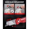 imageKAIWEETS Utility Knife Scraper 2in1 Folding Box Cutter with Blade Storage Heavy Duty Zinc Alloy Body Retractable Design 12pcs SK2 Black Blades replacement EDC Tool for Home Office DIY Red