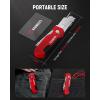imageKAIWEETS Utility Knife Scraper 2in1 Folding Box Cutter with Blade Storage Heavy Duty Zinc Alloy Body Retractable Design 12pcs SK2 Black Blades replacement EDC Tool for Home Office DIY Red