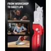 imageKAIWEETS Utility Knife Scraper 2in1 Folding Box Cutter with Blade Storage Heavy Duty Zinc Alloy Body Retractable Design 12pcs SK2 Black Blades replacement EDC Tool for Home Office DIY Red