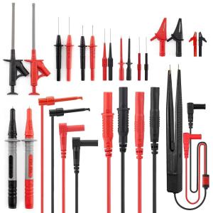 imageKAIWEETS 23PCS Multimeter Test Leads Kit with Replaceable Precision Probes Set and Alligator Clips Test Probes Test Hook Flexible Wires Professional Kit General Use for Digital Electrical Testing