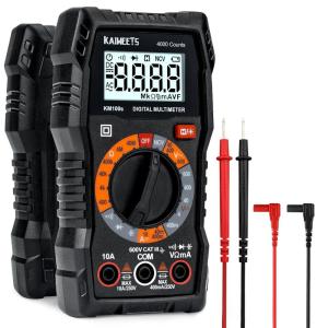 imageKAIWEETS Digital Multimeter with Case DC AC Voltmeter Ohm Volt Amp Test Meter and Continuity Test Diode Voltage Tester for Household Outlet Automotive Battery Test AntiBurn with Double FusesKM100S