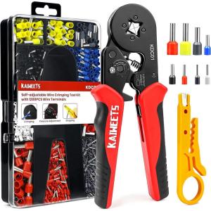 imageKAIWEETS Ferrule Crimping Tool Kit AWG 237 Selfadjustable Wire Ferrule Crimper Plier Set with 1200pcs Wire Terminals Crimping Connectors Wire Ends Ferrules