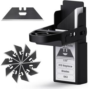 imageKAIWEETS Replacement Blades for KUF01 Utility Knife and Scraper 50pcs with Storage Case Premium SK2 Material Black RustResistant Heat Treated Precision Sharpness