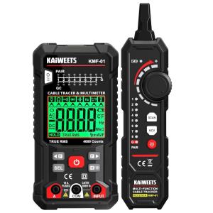 imageKAIWEETS 3in1 Multimeter amp Cable Tracer Kit AutoRanging Digital Multimeter with True RMS 4000 Counts RJ45RJ11 Wire Tracing amp NCV Voltage Detector for Electricians Home DIY amp Auto Repair KMF01
