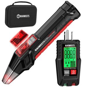 imageKAIWEETS Circuit Breaker Finder with LCD Display GFCI Outlet Tester Electrical Circuit Tracer Tool with NCV Test amp Flashlight Includes Carrying Case  KT301
