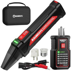 image:imageKAIWEETS Circuit Breaker Finder Tool Kit GFCI Outlet Tester with DualSided LED Indicators Electrical Circuit Tracer Tool with Flashlight Includes Carrying Case and Adapters KT302P